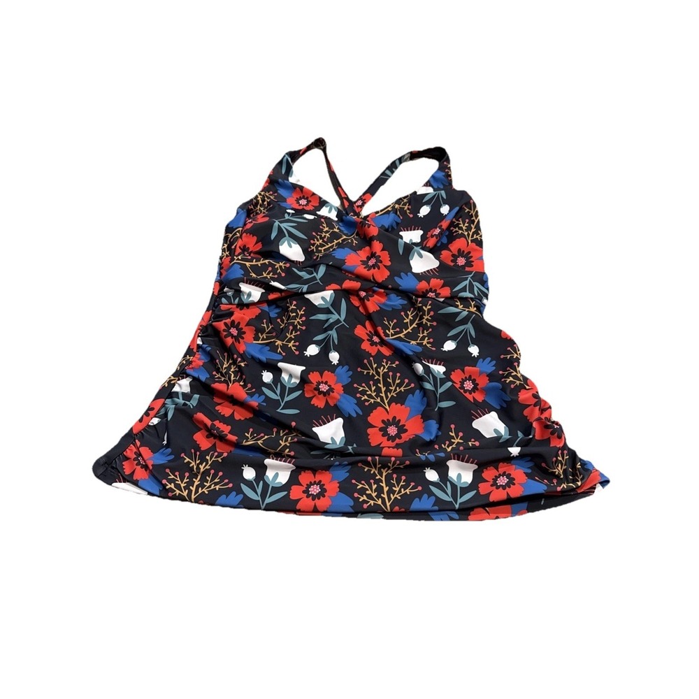 New HILOR Womens Sz 16 Swim Tankini Top Multi Floral Built In Bra‎